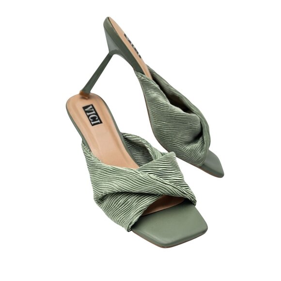 VICI Green Strappy Heeled Sandals Women 8.5 Straight Comfortable Square Toe 4 In - Picture 12 of 13